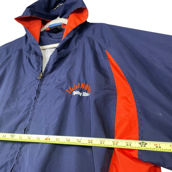 NCAA Illinois Fighting Illini Windbreaker Jacket Navy Orange Mens 2XL Hooded - Picture 8 of 11
